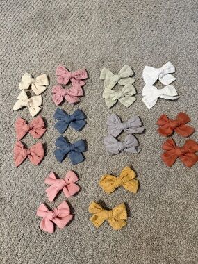 10 sets of Hair Bows - Assorted Pastel and Earth Tones